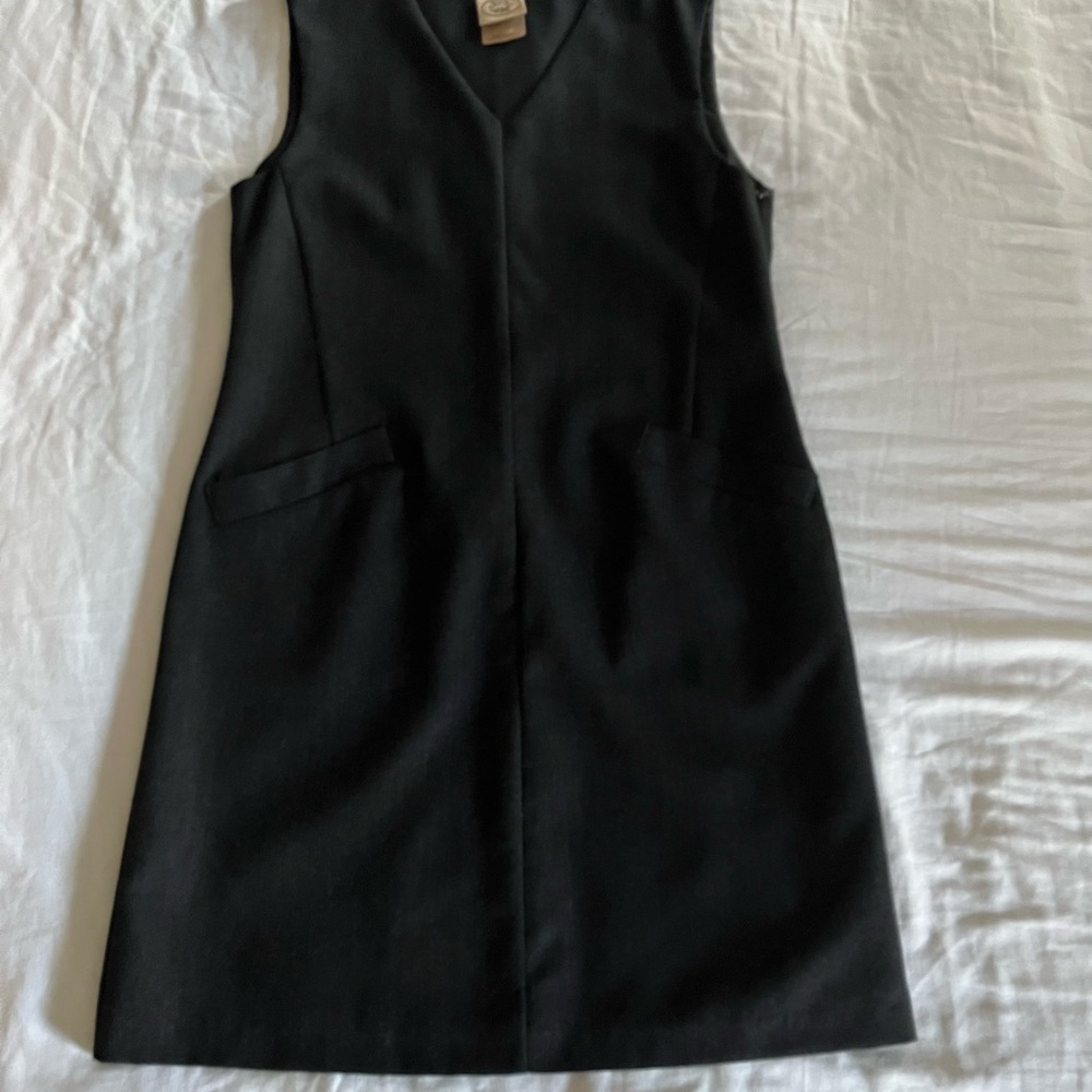 VTG Laura Ashley Charcoal Gray Lined Wool Shift Dress Made in the UK US Size 4 - Picture 7 of 13